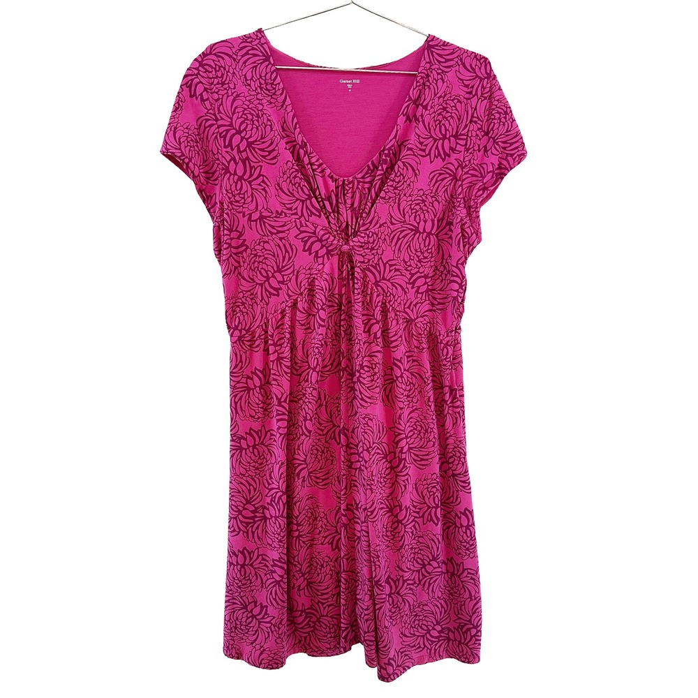 GARNET HILL Floral V-neck Jersey Dress • 16 • pink • boho chic beach resort